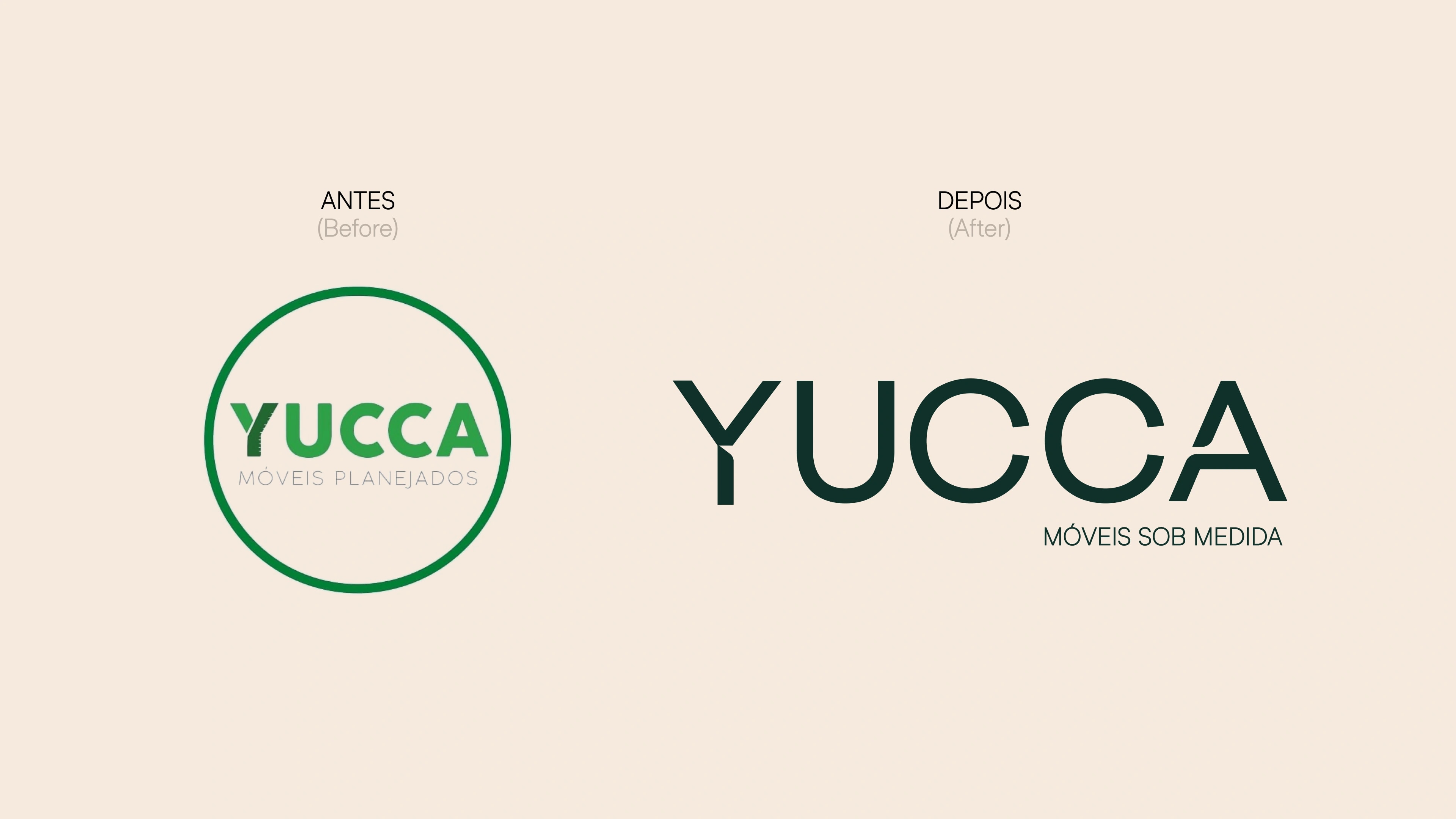 Logo da Yucca antes e depois
