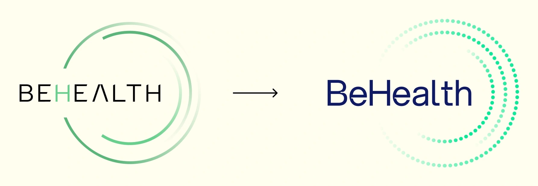 Logo da BeHealth antes e depois